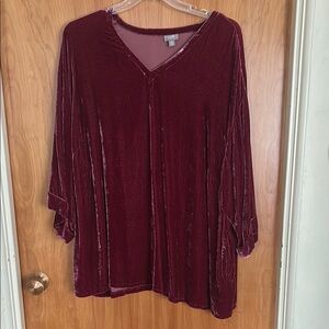 Women's Velvet Burgundy Top